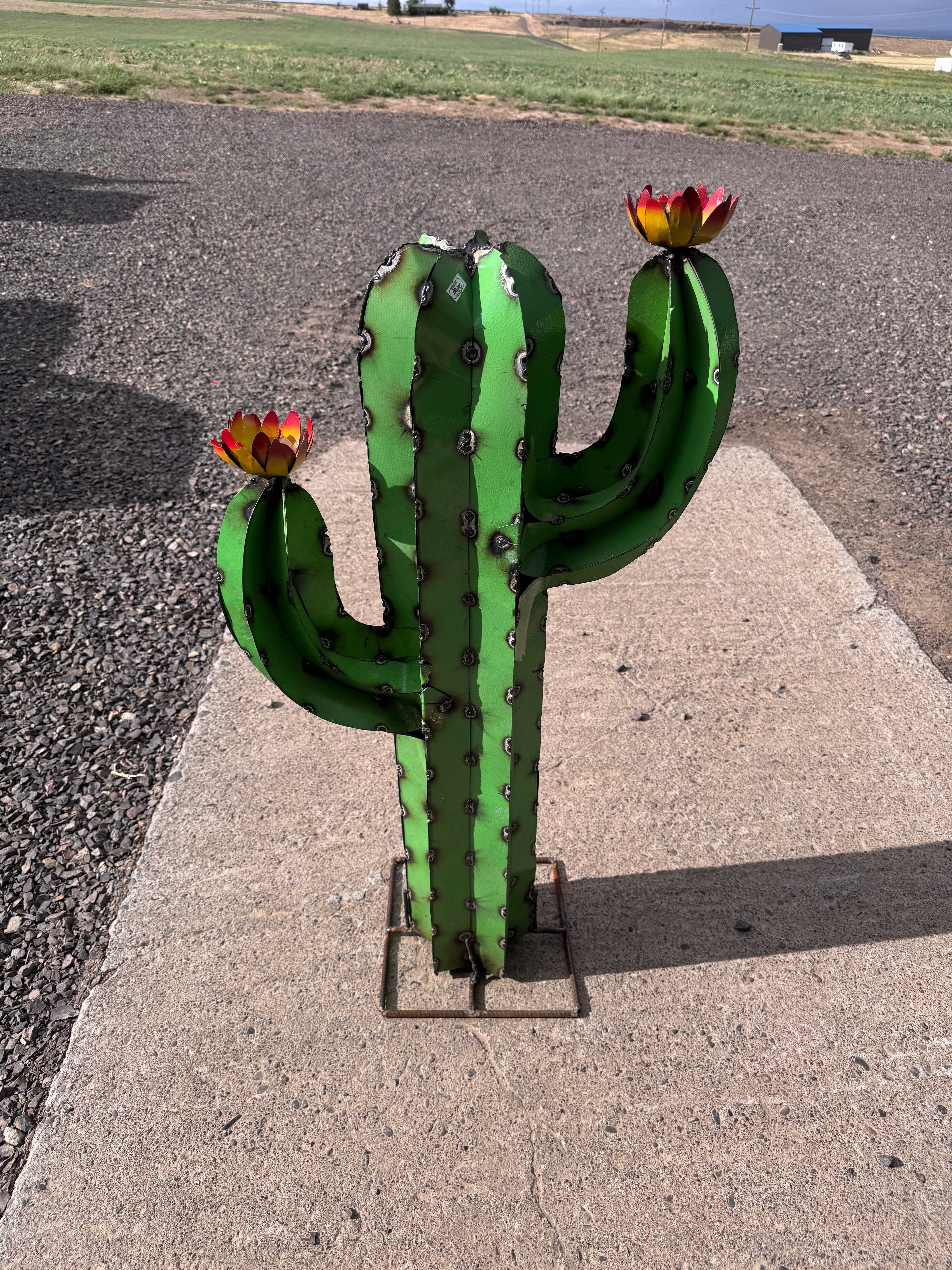 Metal 38 inch light green cactus