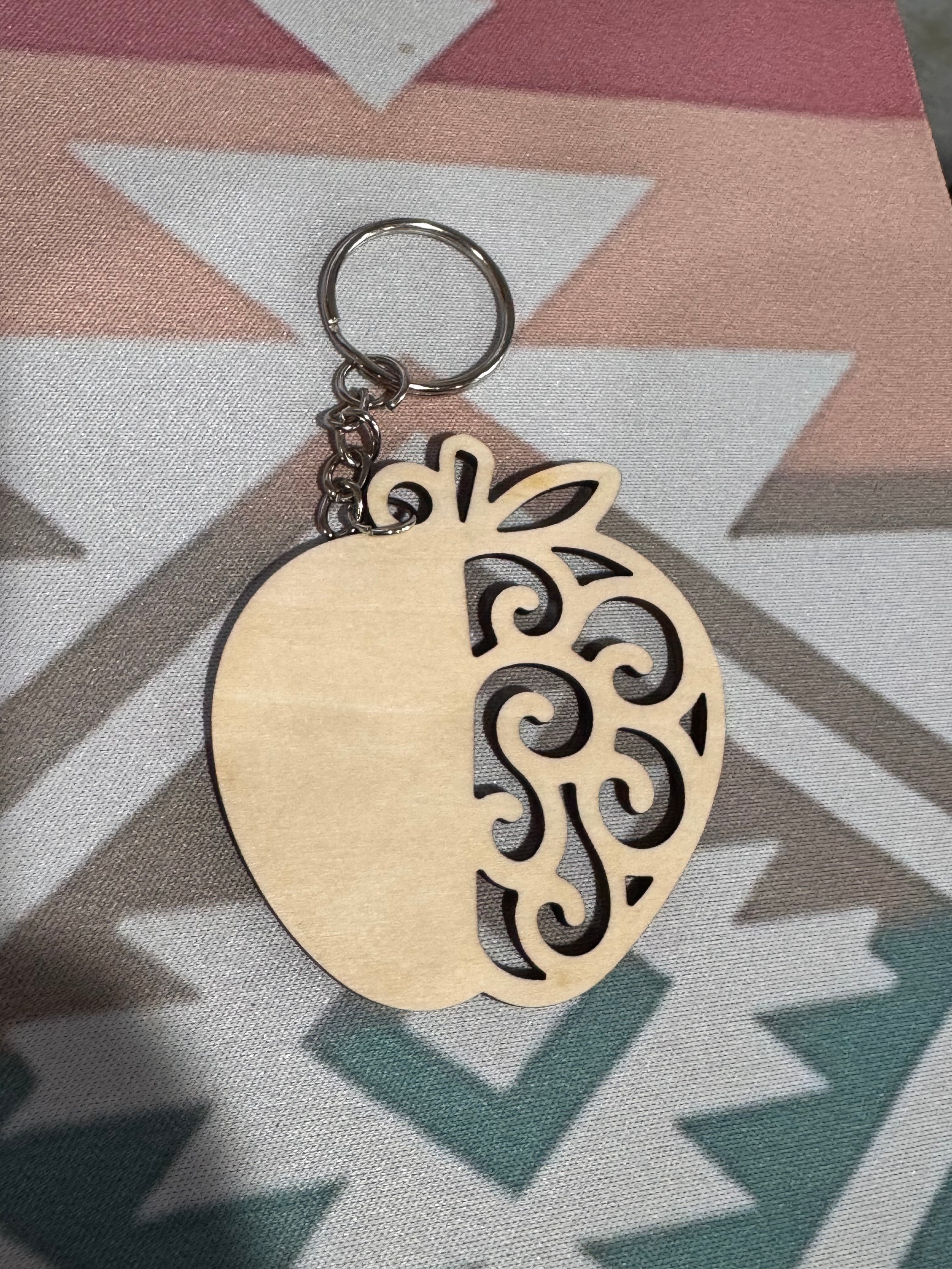 Apple wood keychain