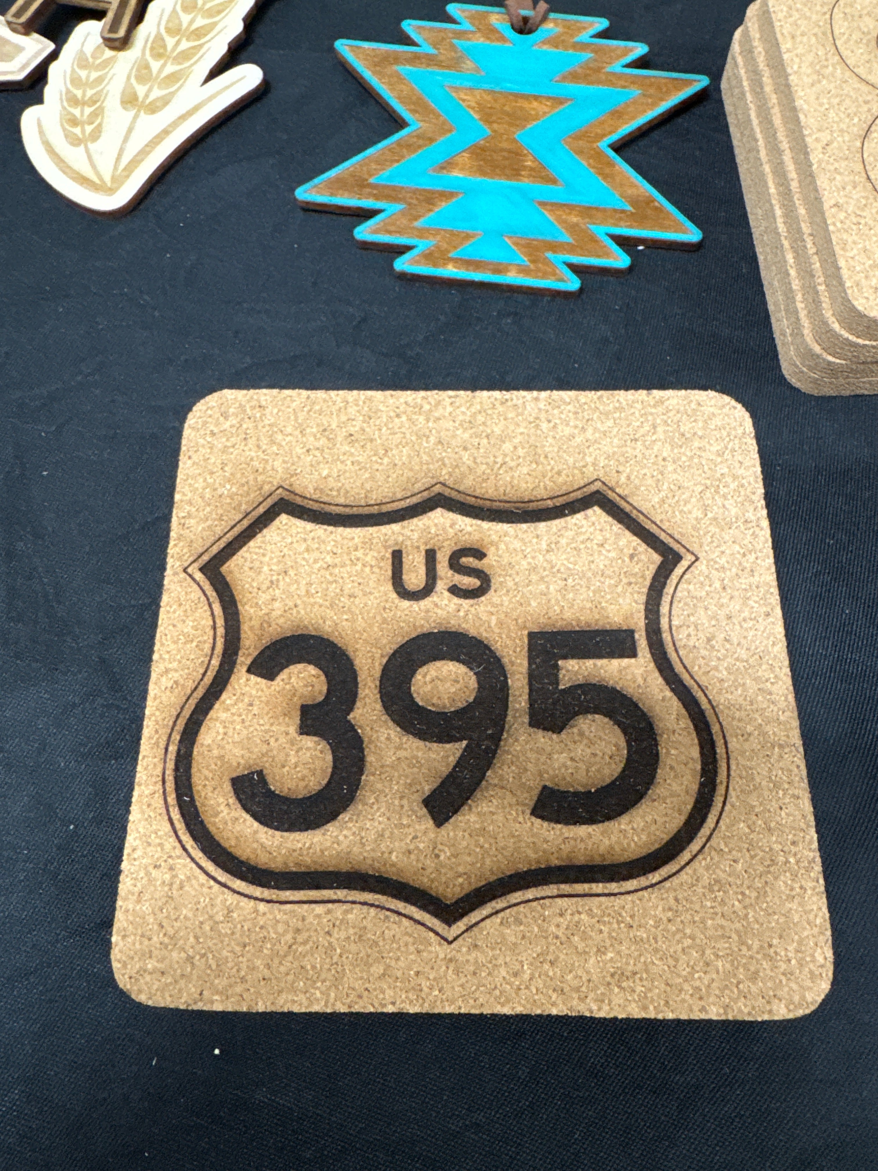 US 395 Cork Coaster