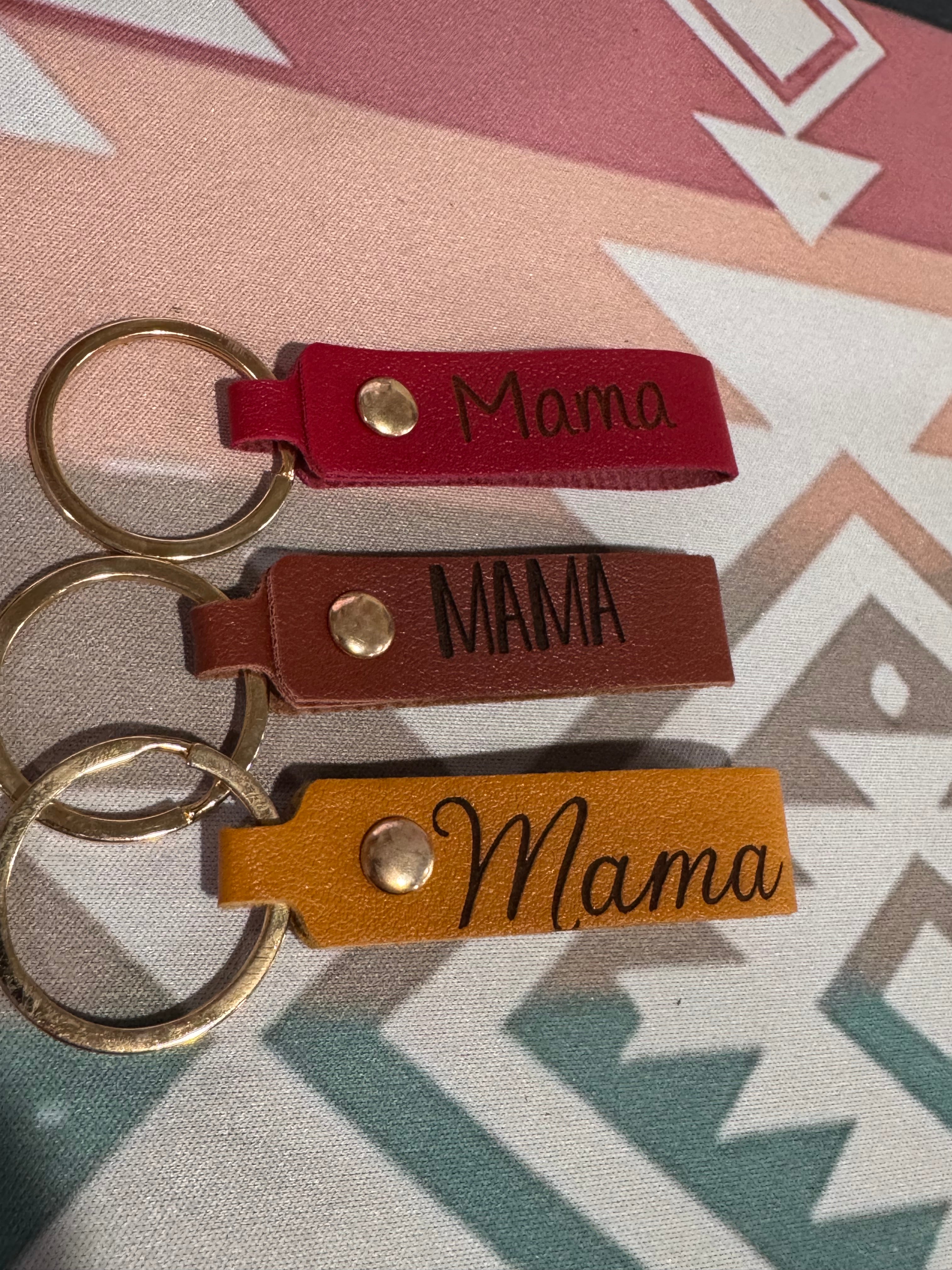 Mama leather keychain