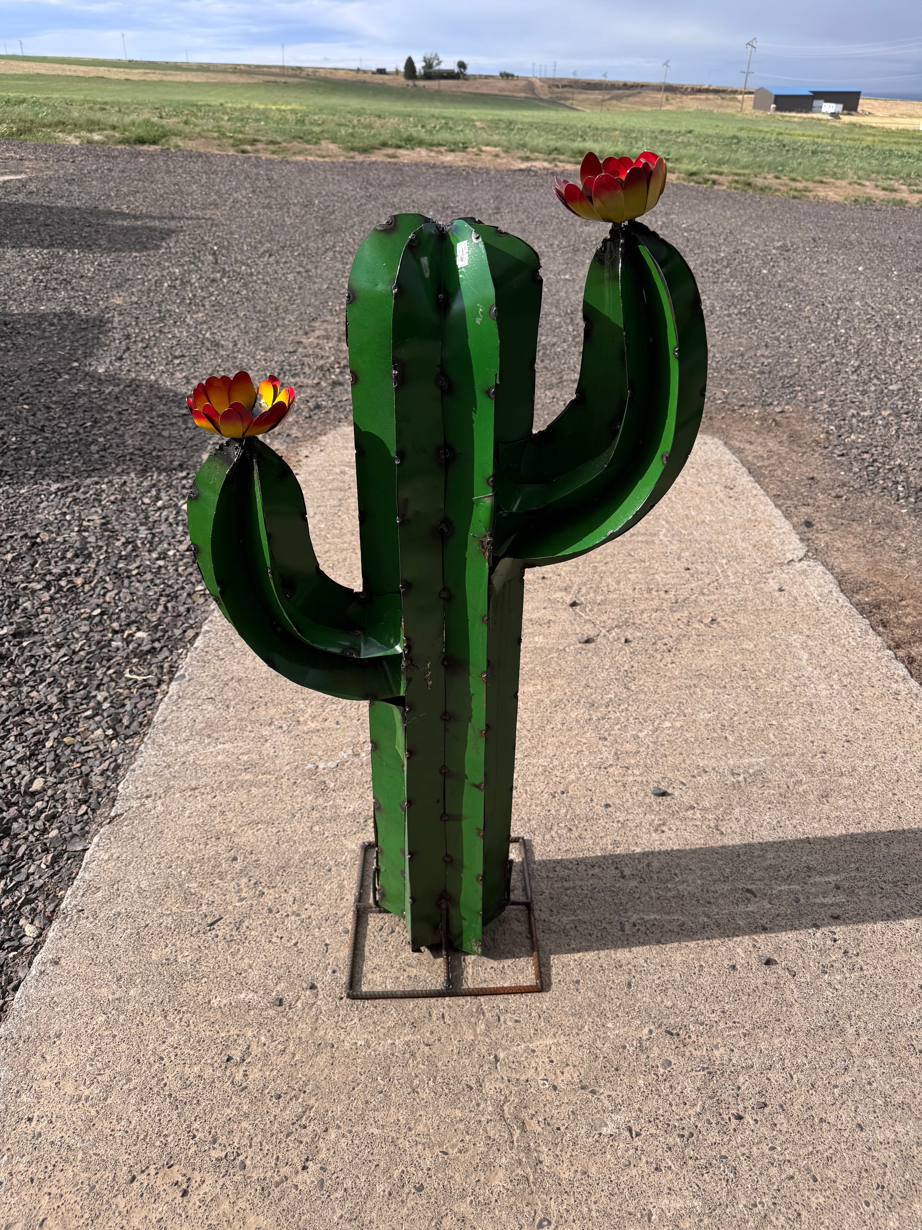 Metal 38 inch dark green cactus