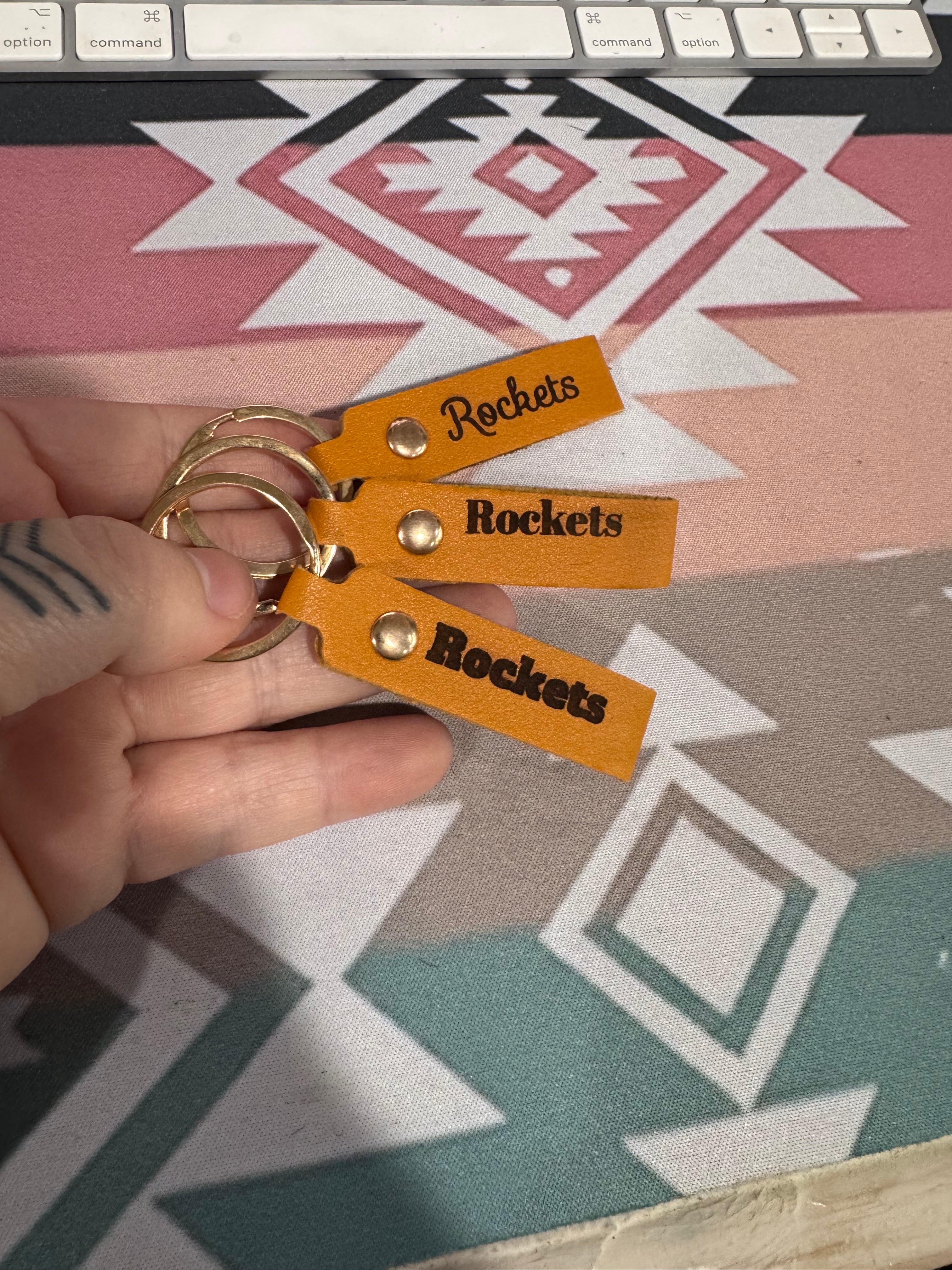 Rockets leather keychain