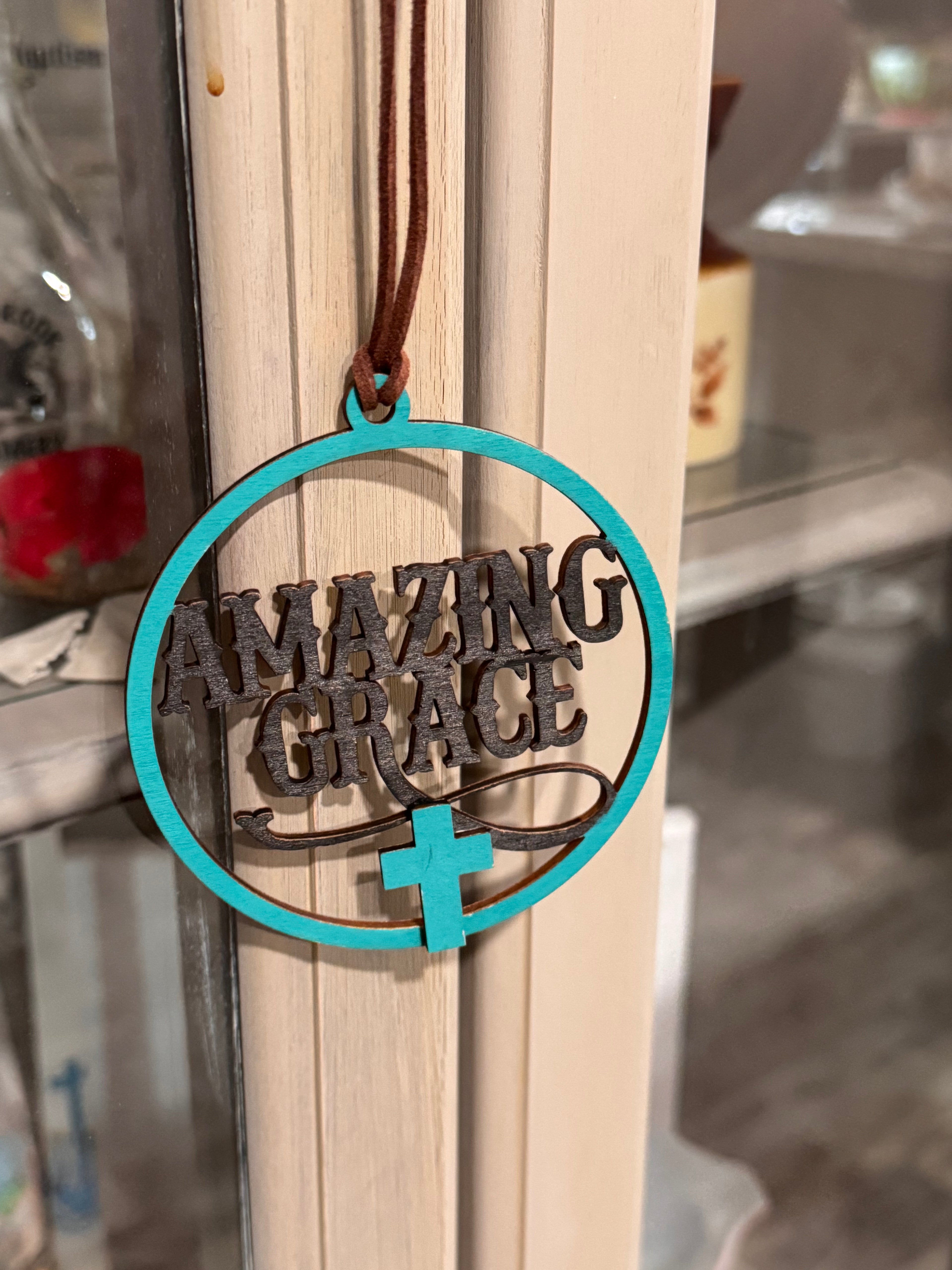 Turquoise amazing grace car charm