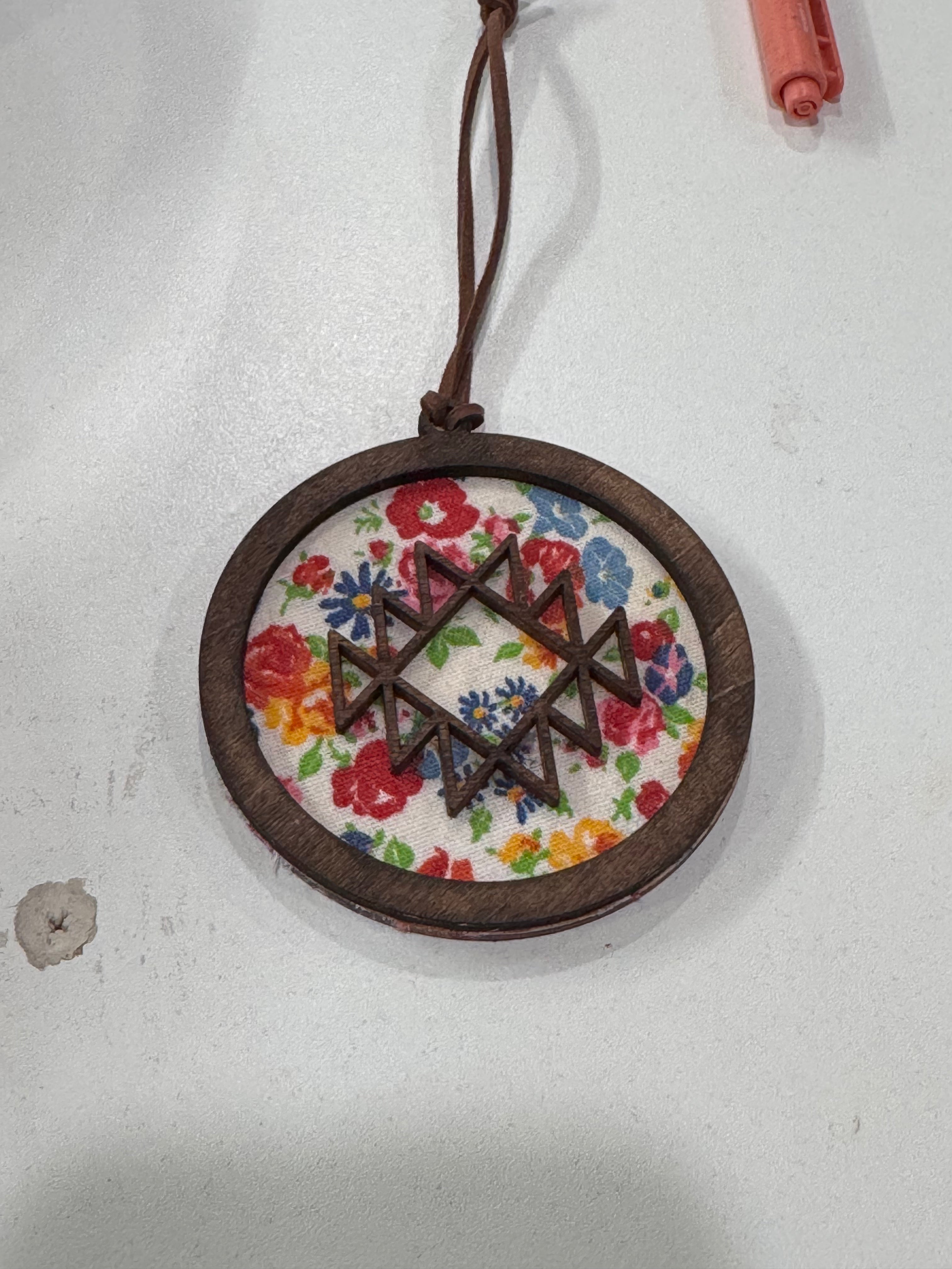 Floral and tribal print mirror hanger