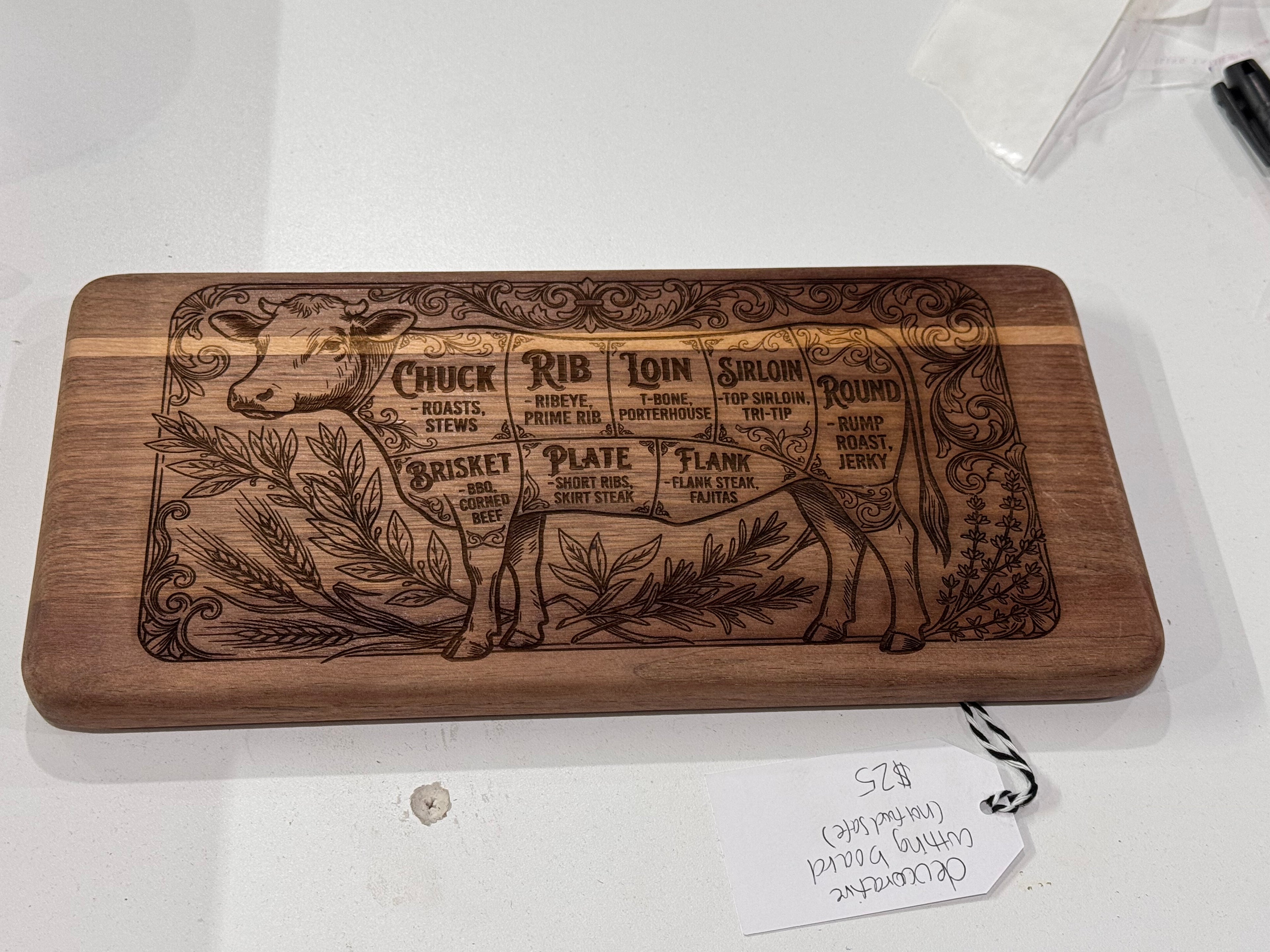 Cow engraved cutting board